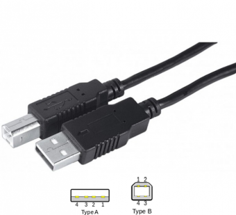Câble USB, Type A mâle vers Type B mâle, 1 m, 3.28 ft, USB 2.0, Noir 