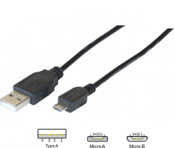 Cordon OTG USB 2.0 micro B / type A (male-femelle) noir - 0,21m 