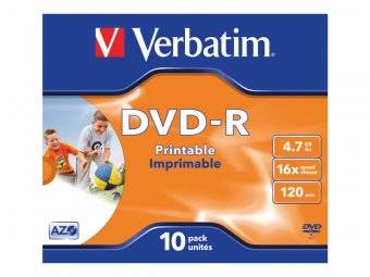 Verbatim - 10 x dvd-r 4.7 go 16x - surface imprimable photo large - boîtier cd - support de stockage 