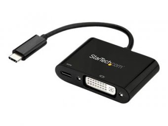 USB-C to DVI Adapter with USB PD Black 