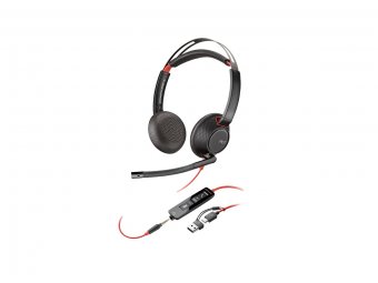 HP Blackwire 5220 Stereo USB-C Headset +3.5mm Plug +USB-C/A Adapter 