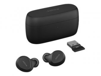 Jabra Evolve2 Buds UC - Écouteurs sans fil avec micro - intra-auriculaire - Bluetooth - Suppresseur de bruit actif - USB-A via adaptateur Bluetooth - isolation acoustique - noir - certifié Zoom, Optimisé pour Google Meet 
