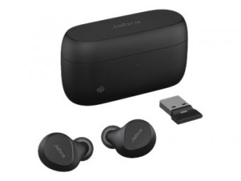 Jabra Evolve2 Buds MS - Écouteurs sans fil avec micro - intra-auriculaire - Bluetooth - Suppresseur de bruit actif - USB-A via adaptateur Bluetooth - isolation acoustique - noir - Certifié pour Microsoft Teams 