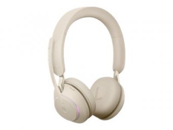 Jabra Evolve2 65 MS Stereo - Micro-casque - sur-oreille - Bluetooth - sans fil - USB-A - isolation acoustique - beige - Certifié pour Microsoft Teams 