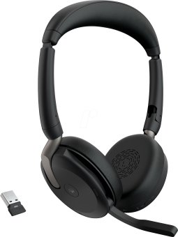 Jabra Evolve2 65 Flex MS Stereo - Micro-casque - sur-oreille - Bluetooth - sans fil - Suppresseur de bruit actif - USB-A - noir - Certifié pour Microsoft Teams 