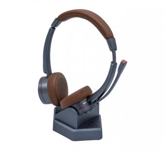 Dacomex Casque UC sans fil BlueTooth Binaural Pearl Blue + socle USB-A 