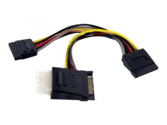 StarTech.com Câble d'alimentation SATA - 15 cm - Dédoubleur SATA - SATA vers LP4 avec 2x SATA - Splitter SATA - Répartiteur d'alimentation - alimentation SATA (M) pour alimentation interne 4 plots, alimentation SATA (F) - 15.2 cm 