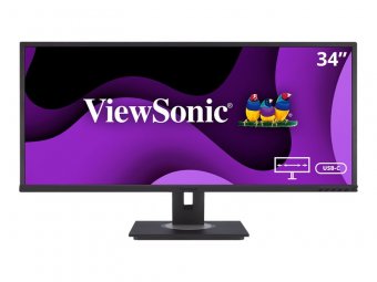 ViewSonic VG3456 - Écran LED - 34" (34.1" visualisable) - 3440 x 1440 UWQHD @ 60 Hz - VA - 300 cd/m² - 3000:1 - 5 ms - 2xHDMI, DisplayPort, USB-C - haut-parleurs 