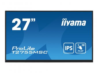 iiyama ProLite T2755MSC-B1 - Écran LED - 27" - écran tactile - 1920 x 1080 Full HD (1080p) @ 60 Hz - IPS - 400 cd/m² - 1000:1 - 5 ms - HDMI, DisplayPort - haut-parleurs - noir, mat 