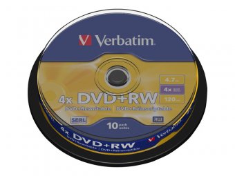 Verbatim datalifeplus 10 x dvd+rw 4.7 go 4x argent mat spindle 