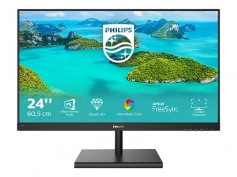 Philips E-line 245E1S - Écran LED - 24" (23.8" visualisable) - 2560 x 1440 QHD @ 75 Hz - IPS - 250 cd/m² - 1000:1 - 4 ms - HDMI, VGA, DisplayPort - noir texturé 