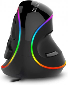Souris Verticale Filaire, Ergonomique avec RVB, 4000 DPI, 6 Boutons Programmables, Repose-Poignet Amovible, Grande Main, Optique, pour Ordinateur Portable PC (M618PLUS RGB) 