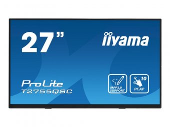 iiyama ProLite T2755QSC-B1 - Écran LED - 27" - écran tactile - 2560 x 1440 WQHD @ 75 Hz - IPS - 400 cd/m² - 1000:1 - 5 ms - HDMI, DisplayPort - haut-parleurs - noir mat 