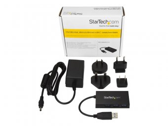 StarTech.com Hub USB 3.0 - 4 ports - USB-A vers 3x USB-A 1x USB-C - Concentrateur USB Type-C - Adaptateur d'alimentation inclus - Concentrateur (hub) - 3 x SuperSpeed USB 3.0 + 1 x USB-C - de bureau - pour P/N: CFASTRWU3C, SDMSDRWU3AC, USB312SAT3CB, USB31 