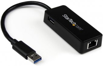 StarTech.com Adaptateur réseau USB 3.0 vers Gigabit Ethernet avec port USB intégré - Carte réseau GbE USB vers RJ45 - Noir - Adaptateur réseau - USB 3.0 - Gigabit Ethernet - noir - pour P/N: TB33A1C 