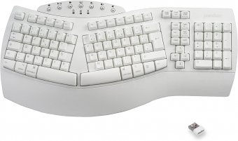 perixx PERIBOARD-612W, Grand Clavier Ergonomique sans Fil, Connexion 2.4Ghz et Bluetooth 4.0 pour Windows et Mac – Blanc, AZERTY 