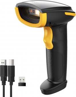 Inateck Lecteur Code Barre sans Fil 1D 2D QR, Douchette Code Barre 3 en 1 Compatible avec Bluetooth et 2,4 GHz sans Fil et Filaire USB, 2600 mAh, avec APP et SDK 