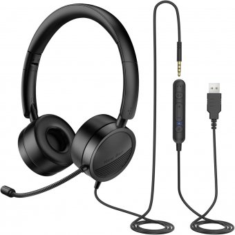 New bee Casque PC Casque Micro Filaire USB/3.5mm Oreillette Professionnelle Confortable Casque Gamer 