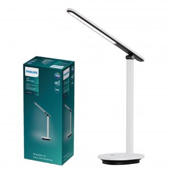 Lampe de bureau LED ivoire PHILIPS [Lumière blanche chaude à froide 2700-5000K - Blanc] 5W - Chargement par USB 
