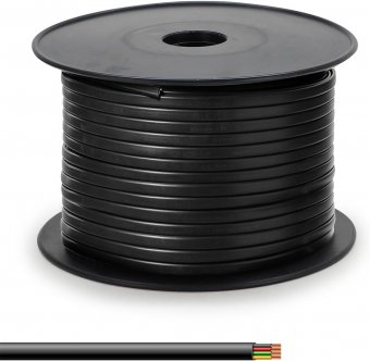 Waytex 36100 Câble téléphonique Plat Noir 4 conducteurs Bobine 100m pour Connexion téléphonique RJ11 