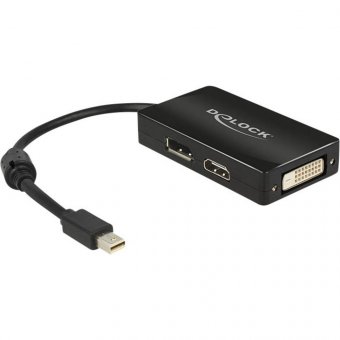Adaptateur Delock mini DisplayPort vers DisplayPort / HDMI / DVI noir passif 