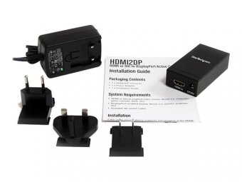 StarTech.com Adaptateur actif vidéo DVI ou HDMI® vers DisplayPort® - Convertisseur DP - M/F - 1900 x 1200 - Convertisseur vidéo - HDMI - DisplayPort - noir - pour P/N: SVA5M3NEUA 