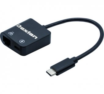 DEXLAN Adaptateur USB-C 2 en 1 Gigabit RJ45 + Power Delivery 