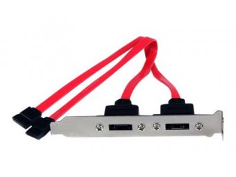 StarTech.com Support 2 SATA vers 2 Ports eSATA - Plaque d'Adaptation - 2x SATA Receptacle - 2x eSATA Plug - Panneau SATA interne vers externe - Serial ATA 150/300/600 - SATA (F) pour eSATA (M) - 30 cm - rouge - pour P/N: S251SMU33EP, S351BMU33ET, S351BMU3 