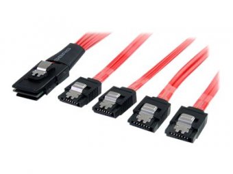 StarTech.com Cable SAS Serial Attached SCSI 1 m - SFF-8087 vers 4 SATA a verrouillage - Câble SATA / SAS - Serial ATA 150/300/600 - 4 voies - SATA (R) pour 4i Mini MultiLane 36 broches (P) - 1 m - verrouillé - rouge 