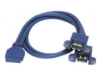 StarTech.com Câble USB 3.0 2 ports monté sur panneau ? Câble USB A vers adaptateur carte mère F/F - Câble interne USB vers externe - USB type A (F) pour IDC 20 broches (F) - 50 cm - bleu 