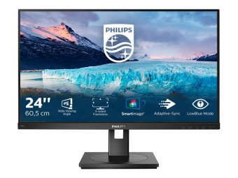 Philips S-line 242S1AE - Écran LED - 24" (24" visualisable) - 1920 x 1080 Full HD (1080p) @ 75 Hz - IPS - 300 cd/m² - 1000:1 - 4 ms - HDMI, DVI-D, VGA, DisplayPort - haut-parleurs - texture noire 