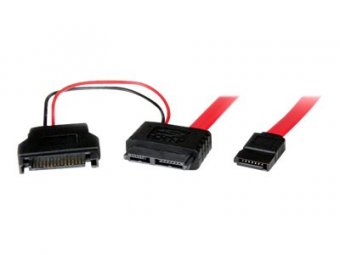 StarTech.com Câble adaptateur de 50 cm Slimline SATA femelle vers SATA avec alimentation SATA - Câble SATA - Serial ATA 150/300/600 - SATA Slimline (F) pour SATA, alimentation SATA - 50 cm - rouge 