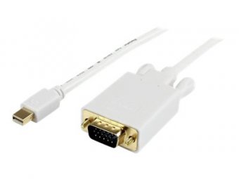 StarTech.com Câble adaptateur Mini DisplayPort vers VGA de 3 m - Convertisseur actif DP vers HD15 pour Mac ou PC - Blanc - Convertisseur vidéo - VGA - DisplayPort - noir 