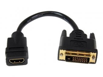 StarTech.com Câble adaptateur vidéo HDMI vers DVI-D de 20 cm - M/M (HDDVIFM8IN) - Adaptateur vidéo - HDMI femelle pour DVI-D mâle - 20.32 cm - blindé - noir - pour P/N: CDP2HDMM2MB, DP2HDMM2MB, HDDVIMM3, HDMM1MP, HDMM2MP, HDMM3MP, HDPMM50, MDP2HDMM2MB 