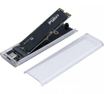 Boitier transparent sans outil pour SSD M.2 NVMe et M.2 SATA sur USB-C 10G 