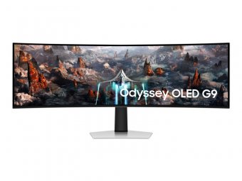 Samsung Odyssey OLED G9 S49CG934SU - G93SC Series - moniteur OLED - jeux - incurvé - 49" - 5120 x 1440 Dual Quad HD @ 240 Hz - 250 cd/m² - 1000000:1 - DisplayHDR 400 True Black - 0.03 ms - DisplayPort, Micro HDMI, HDMI - haut-parleurs - argent 