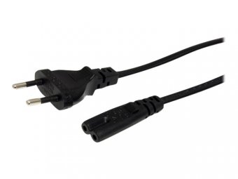 StarTech.com Cordon d'alimentation bipolaire standard EU vers IEC 320 C7 1m pour PC portable - Câble secteur européen vers C7 - M/F - Noir - Câble d'alimentation - power IEC 60320 C7 pour Europlug (M) - CA 250 V - 1 m - noir 