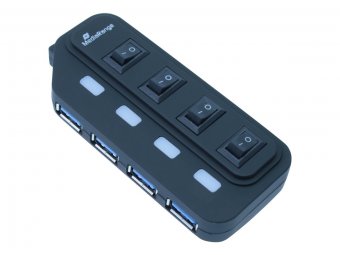 MediaRange USB 3.0 Hub 1:4 with seperate switches, with power supply 