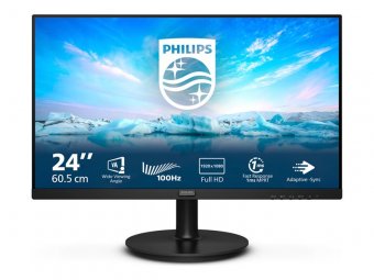 Philips V-line 241V8LAB - Écran LED - 24" (23.8" visualisable) - 1920 x 1080 Full HD (1080p) @ 100 Hz - VA - 250 cd/m² - 4000:1 - 4 ms - HDMI, VGA - haut-parleurs - noir texturé 