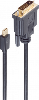 Mini DisplayPort 1.2 < Fiche DVI D 24 + 1, noir, 5 m 