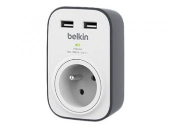 Belkin - Prise Murale Parafoudre 2 Ports USB 