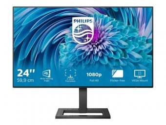 Philips E-line 241E2FD - Écran LED - 24" (23.8" visualisable) - 1920 x 1080 Full HD (1080p) @ 75 Hz - IPS - 300 cd/m² - 1000:1 - 1 ms - HDMI, DVI-D, VGA - noir structuré 