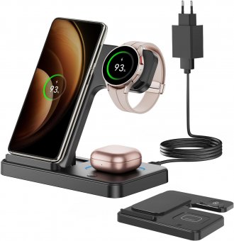 Chargeur Induction Pliable pour Samsung S25/S24/S23/S22/ZFlip/Fold, Galaxy Watch 7/6/5/4/3, Galaxy Buds-Noir 