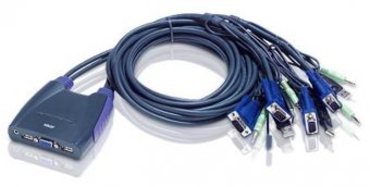 Aten Commutateur KVM à câble VGA/audio USB 4 ports (0,9m, 1,2m) 