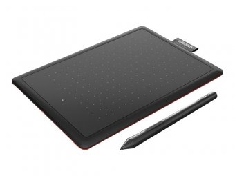 Wacom One by Wacom - Numériseur - droitiers et gauchers - 15.2 x 9.5 cm - électromagnétique - filaire - USB - noir, rouge 