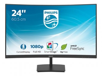 Philips E-line 241E1SC - Écran LED - incurvé - 24" (23.6" visualisable) - 1920 x 1080 Full HD (1080p) @ 75 Hz - VA - 240 cd/m² - 3000:1 - 4 ms - HDMI, VGA - noir texturé 