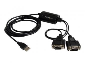 StarTech.com Câble adaptateur FTDI USB vers série RS232 2 ports avec mémorisation du port de communication - Adaptateur série - USB - RS-232 x 2 - noir 