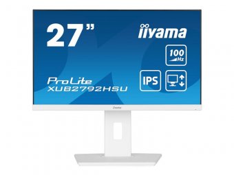 iiyama ProLite XUB2792HSU-W6 - Écran LED - 27" - 1920 x 1080 Full HD (1080p) @ 100 Hz - IPS - 250 cd/m² - 1300:1 - 0.4 ms - HDMI, DisplayPort - haut-parleurs - blanc, mat 
