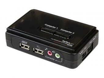 2 Port USB KVM Switch w/Audio+Cables 