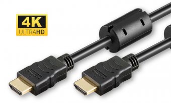 MicroConnect HDMI 19 - 19, M-M, 15m, Gold, Ferrite Core, with Ethernet 